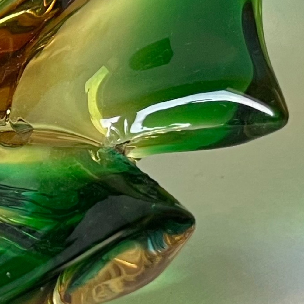 VINTAGE Dish Art Glass Art Deco Green Gold - Picture 7 of 10